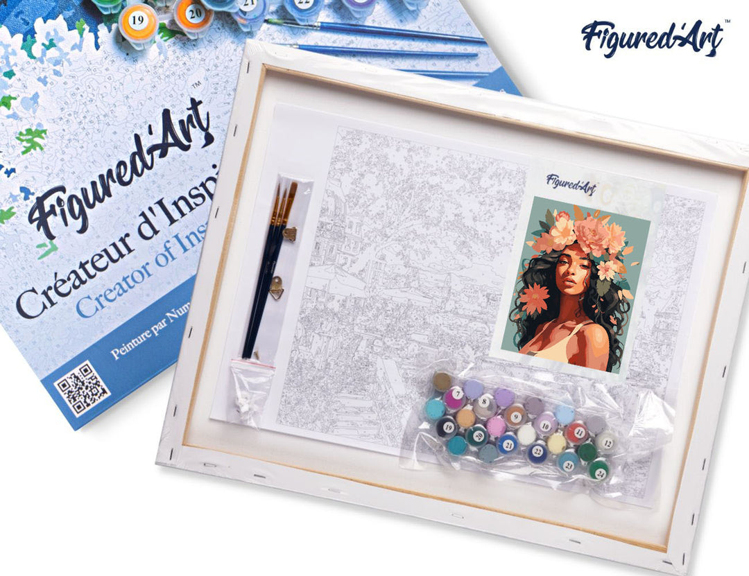 Malen nach Zahlen 40x50cm auf Keilrahmen gespannt Figured’Art Pfingstrosen Gekrönte Schönheit