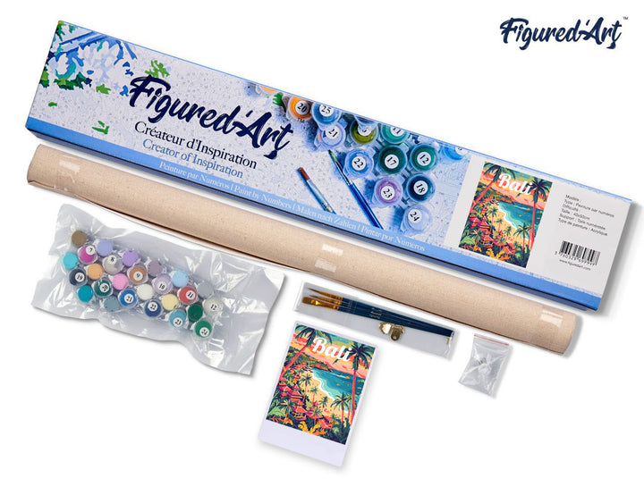 Malen nach Zahlen 40x50cm ohne Keilrahmen Figured’Art Dame mit Rosa Oldtimer