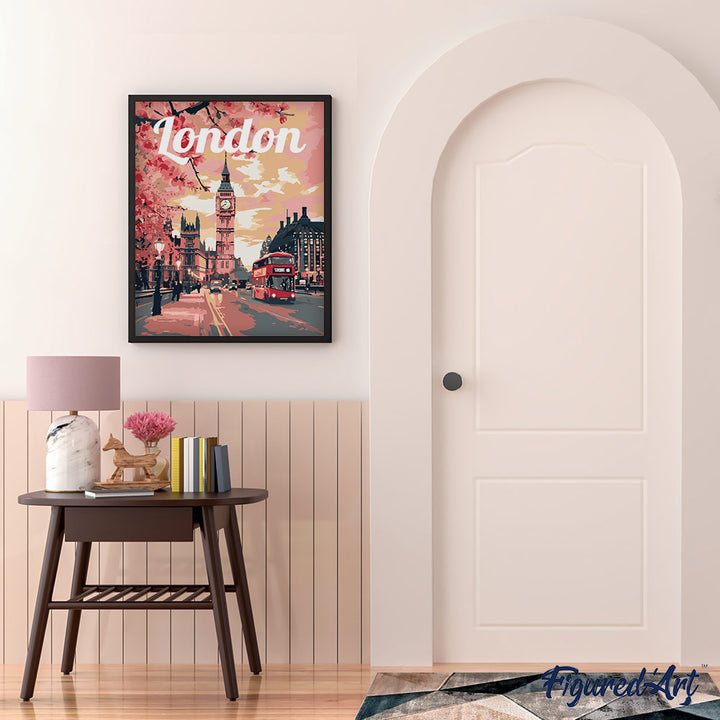Figured'Art Malen Nach Zahlen Komplettset Keilrahmen 40x50 cm Reiseposter London In Voller Blüte - Kidis Art