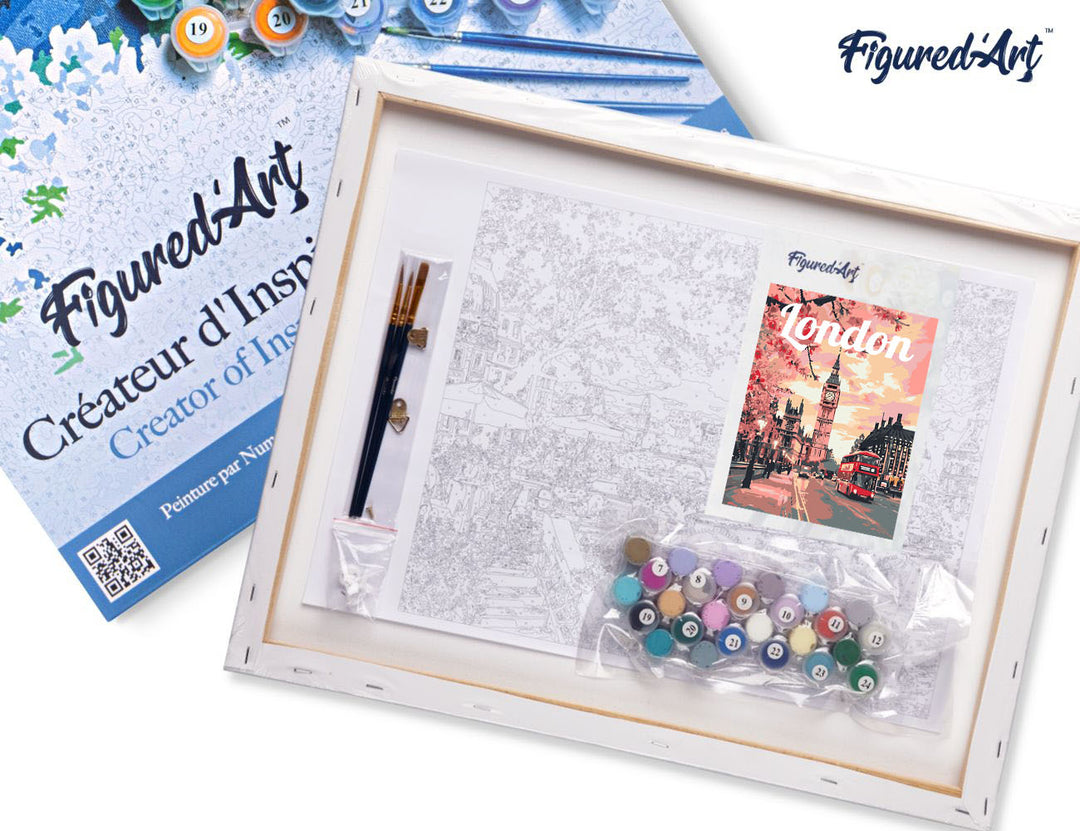 Figured'Art Malen Nach Zahlen Komplettset Keilrahmen 40x50 cm Reiseposter London In Voller Blüte - Kidis Art