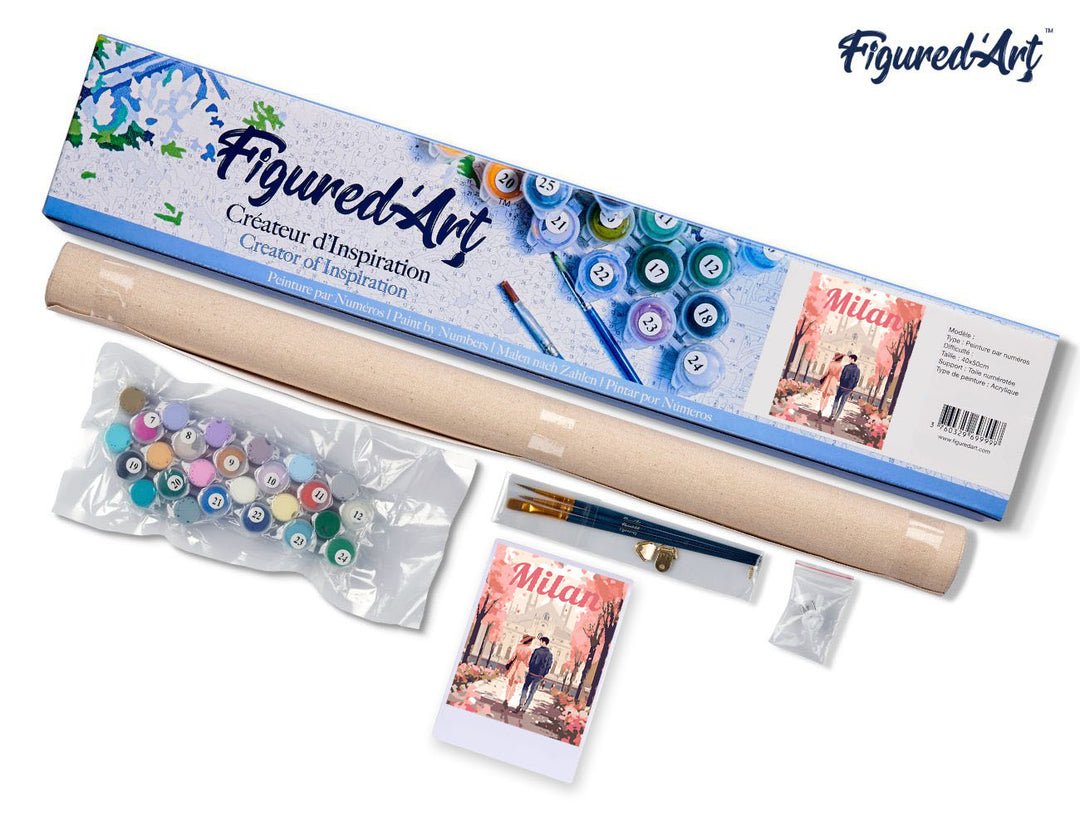 Malen nach Zahlen 40x50cm ohne Keilrahmen Figured’Art Kamelien Schlafende Schönheit