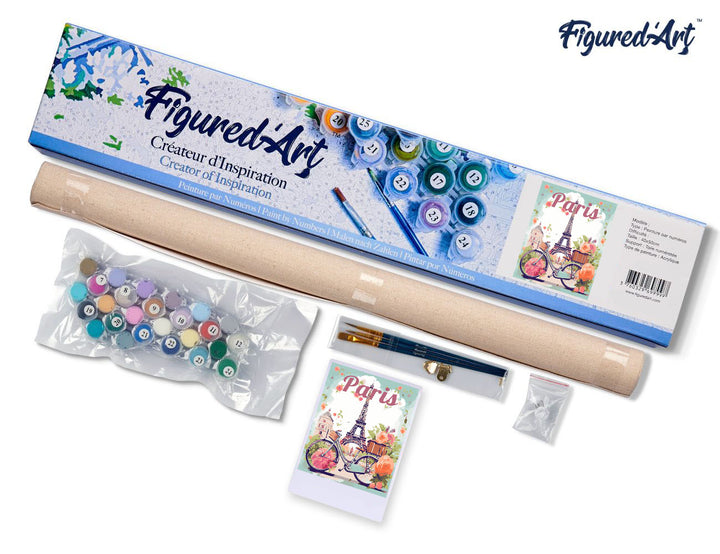 Malen nach Zahlen 40x50cm ohne Keilrahmen Figured’Art Reiseposter Amsterdam in voller Blüte