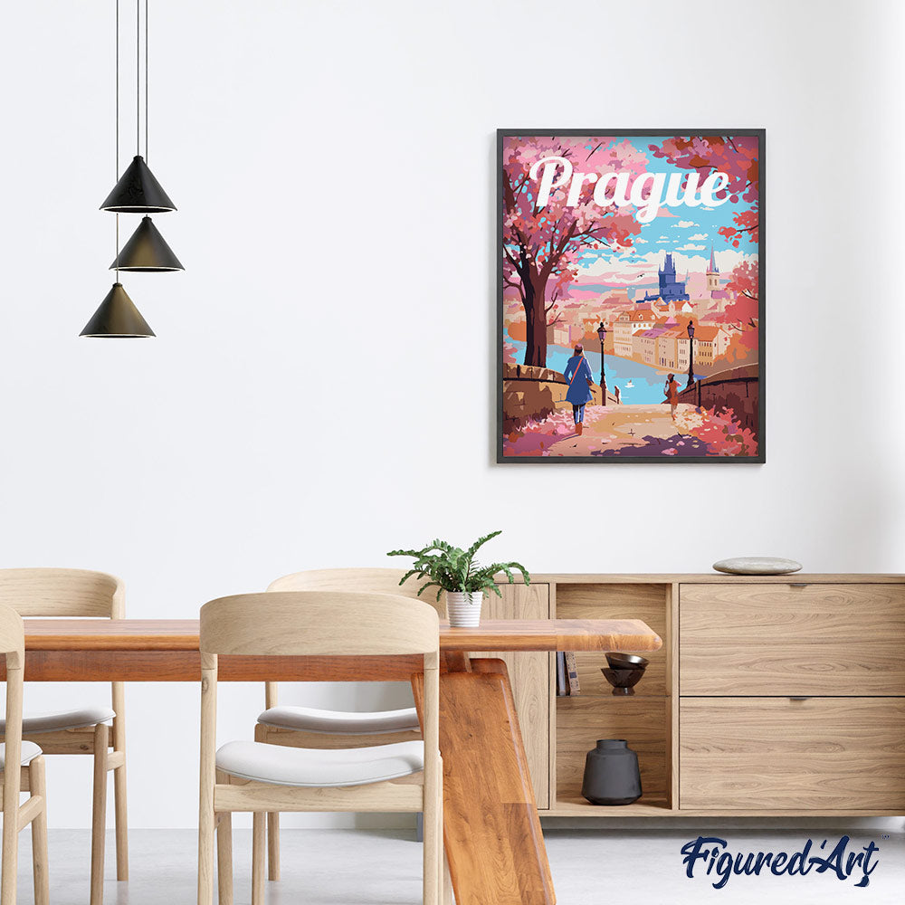 Malen nach Zahlen 40x50cm ohne Keilrahmen Figured’Art Reiseposter Budapest bei Dämmerung - Kidis Art