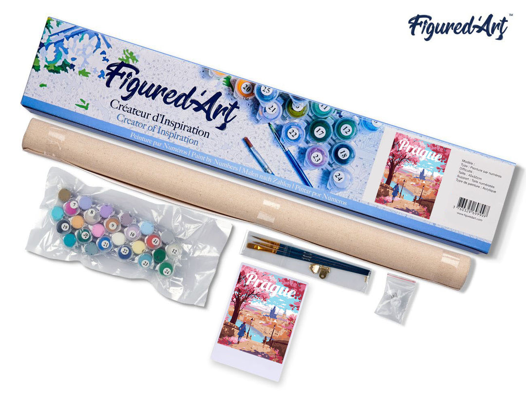 Malen nach Zahlen 40x50cm ohne Keilrahmen Figured’Art Reiseposter Budapest bei Dämmerung