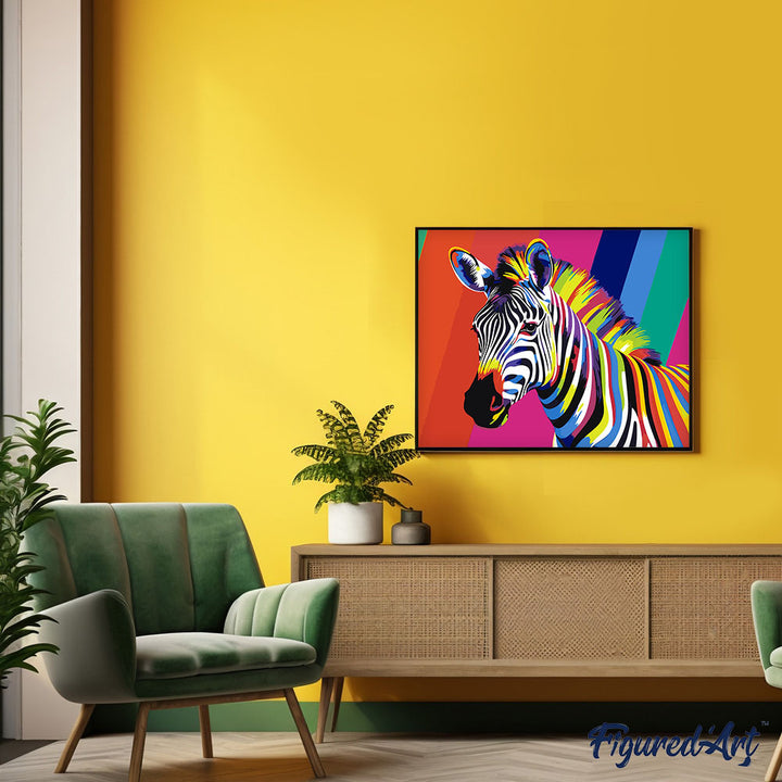 Malen nach Zahlen 40x50cm auf Keilrahmen gespannt Figured’Art Pop Art Zebra Streifen
