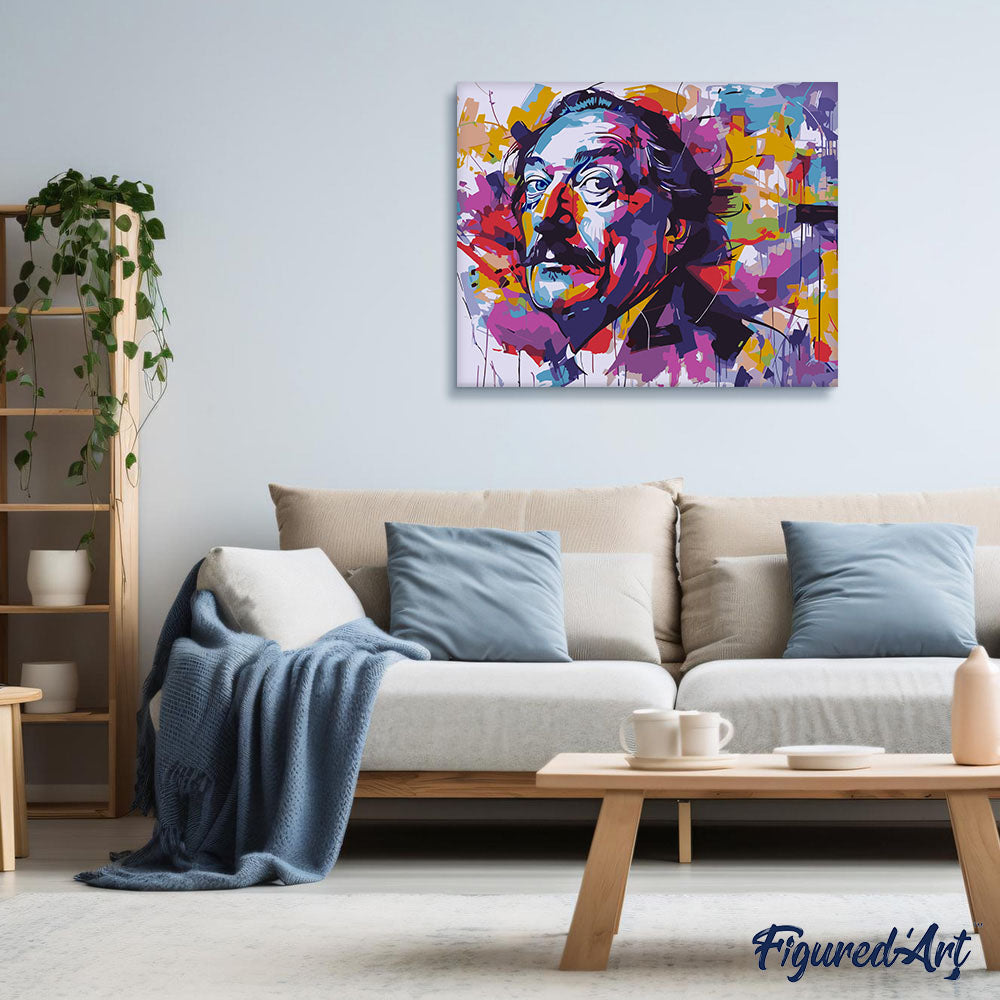 Malen nach Zahlen 40x50cm auf Keilrahmen gespannt Figured’Art Street Art Mann mit Schnurrbart - Kidis Art