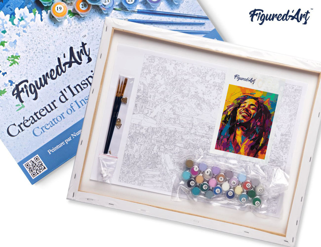 Malen nach Zahlen 40x50cm auf Keilrahmen gespannt Figured’Art Street Art Reggae - Kidis Art