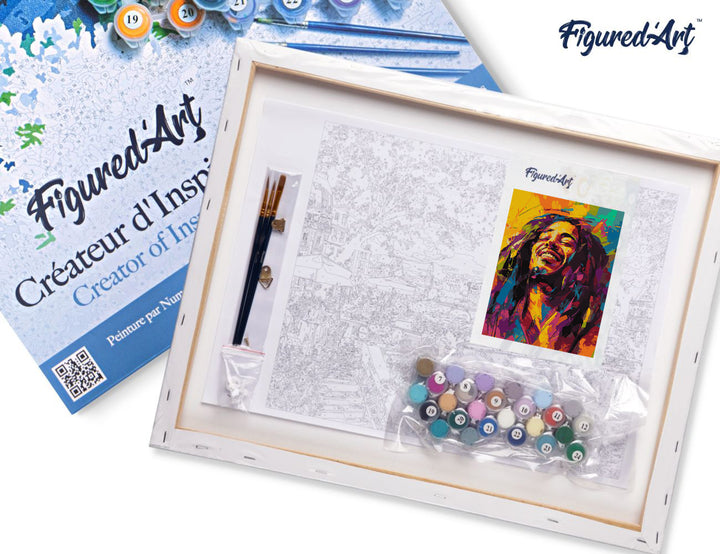 Malen nach Zahlen 40x50cm auf Keilrahmen gespannt Figured’Art Street Art Reggae - Kidis Art