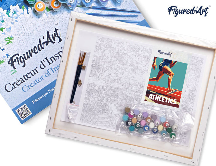 Malen nach Zahlen 40x50cm auf Keilrahmen gespannt Figured’Art Sportposter Athletik