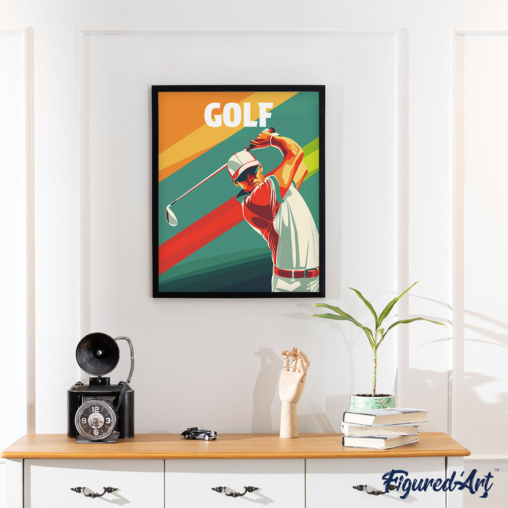 Malen nach Zahlen 40x50cm auf Keilrahmen gespannt Figured’Art Sportposter Golf - Kidis Art
