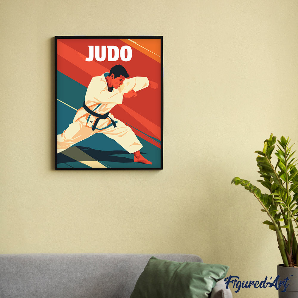 Malen nach Zahlen 40x50cm auf Keilrahmen gespannt Figured’Art Sportposter Judo