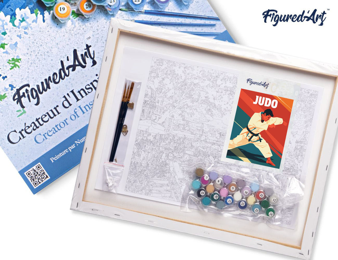 Malen nach Zahlen 40x50cm auf Keilrahmen gespannt Figured’Art Sportposter Judo