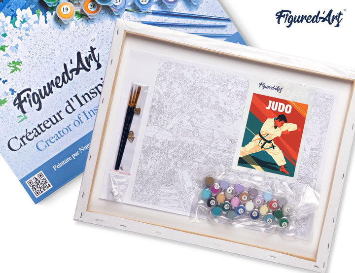 Malen nach Zahlen 40x50cm auf Keilrahmen gespannt Figured’Art Sportposter Judo