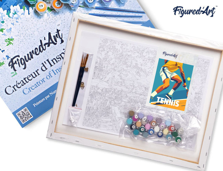 Malen nach Zahlen 40x50cm auf Keilrahmen gespannt Figured’Art Sportposter Tennis