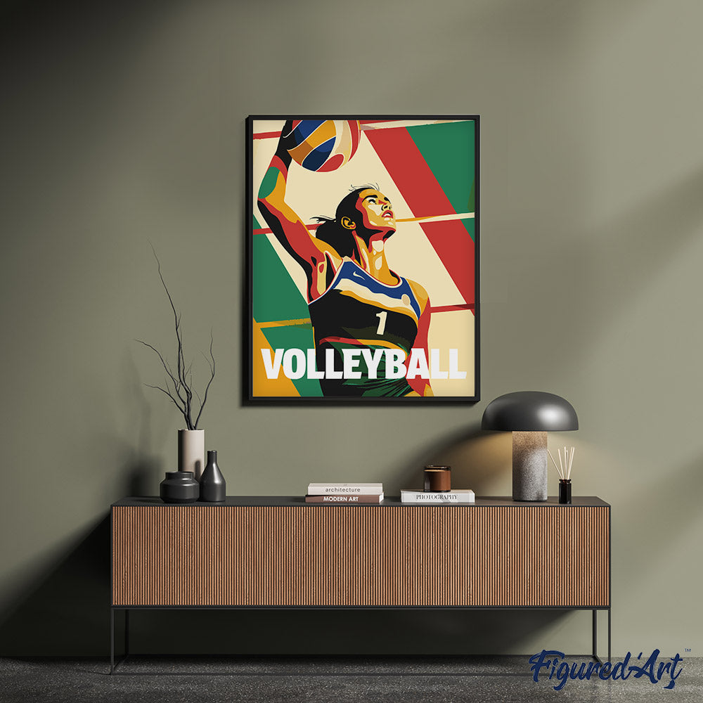 Malen nach Zahlen 40x50cm auf Keilrahmen gespannt Figured’Art Sportposter Volleyball