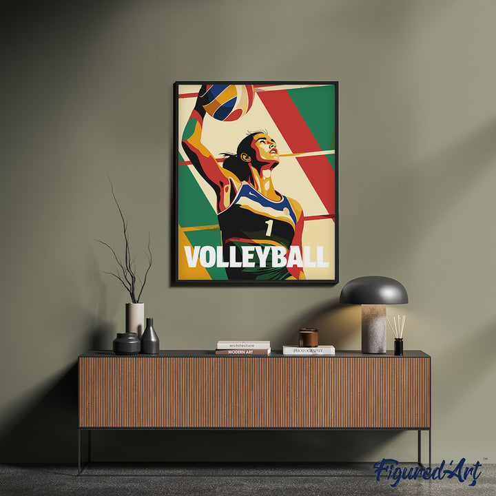Malen nach Zahlen 40x50cm auf Keilrahmen gespannt Figured’Art Sportposter Volleyball