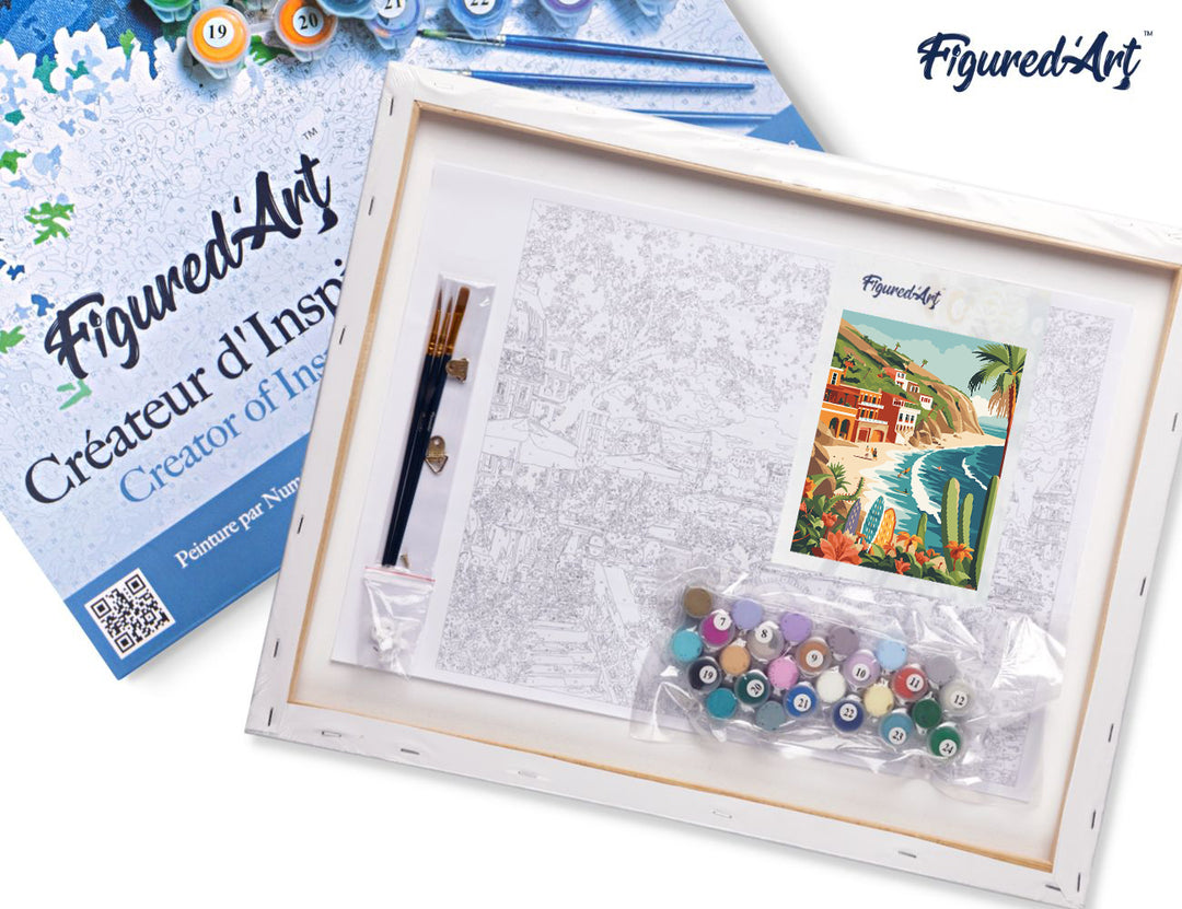 Malen nach Zahlen 40x50cm auf Keilrahmen gespannt Figured’Art Küsten-Surfen