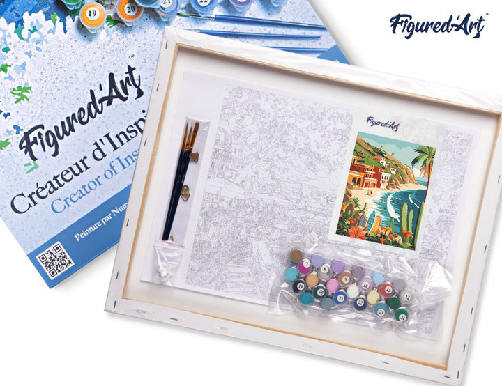 Malen nach Zahlen 40x50cm auf Keilrahmen gespannt Figured’Art Küsten-Surfen