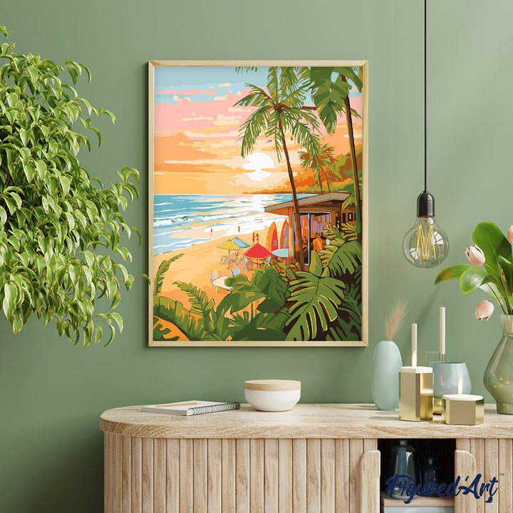 Malen nach Zahlen 40x50cm auf Keilrahmen gespannt Figured’Art Surfclub - Kidis Art