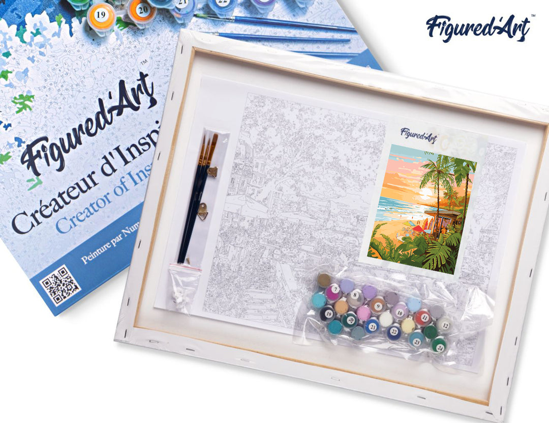 Malen nach Zahlen 40x50cm auf Keilrahmen gespannt Figured’Art Surfclub - Kidis Art