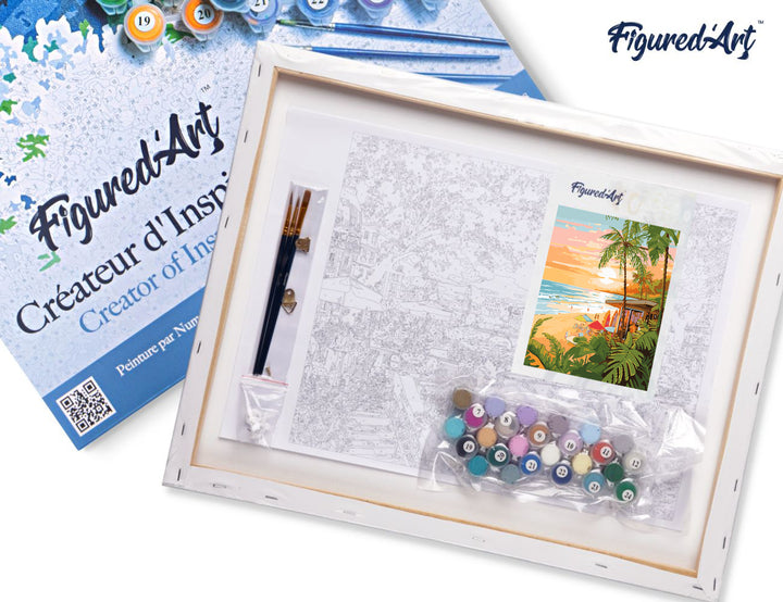 Malen nach Zahlen 40x50cm auf Keilrahmen gespannt Figured’Art Surfclub - Kidis Art