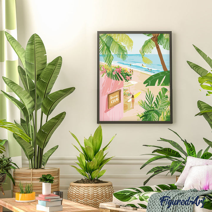 Malen nach Zahlen 40x50cm auf Keilrahmen gespannt Figured’Art Strandclub - Kidis Art