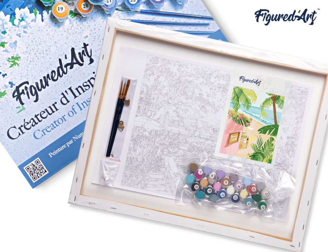 Malen nach Zahlen 40x50cm auf Keilrahmen gespannt Figured’Art Strandclub - Kidis Art