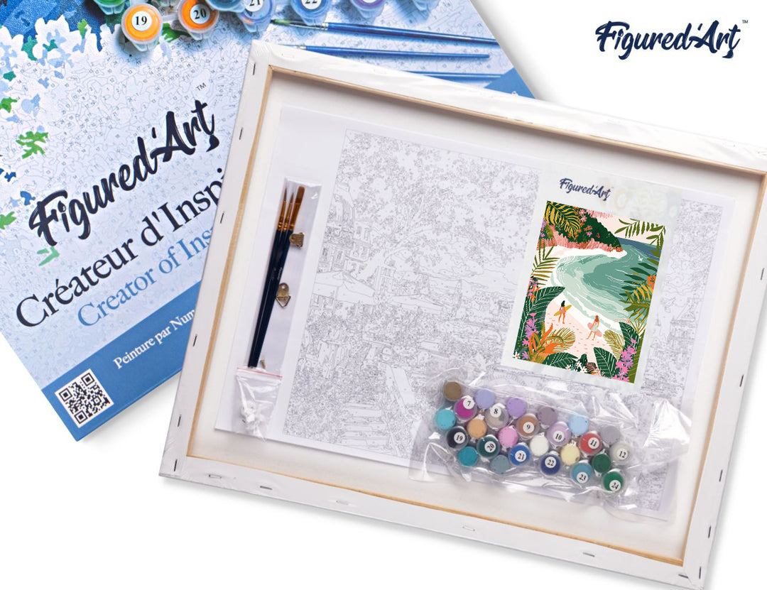 Malen nach Zahlen 40x50cm auf Keilrahmen gespannt Figured’Art Tropische Bucht - Kidis Art