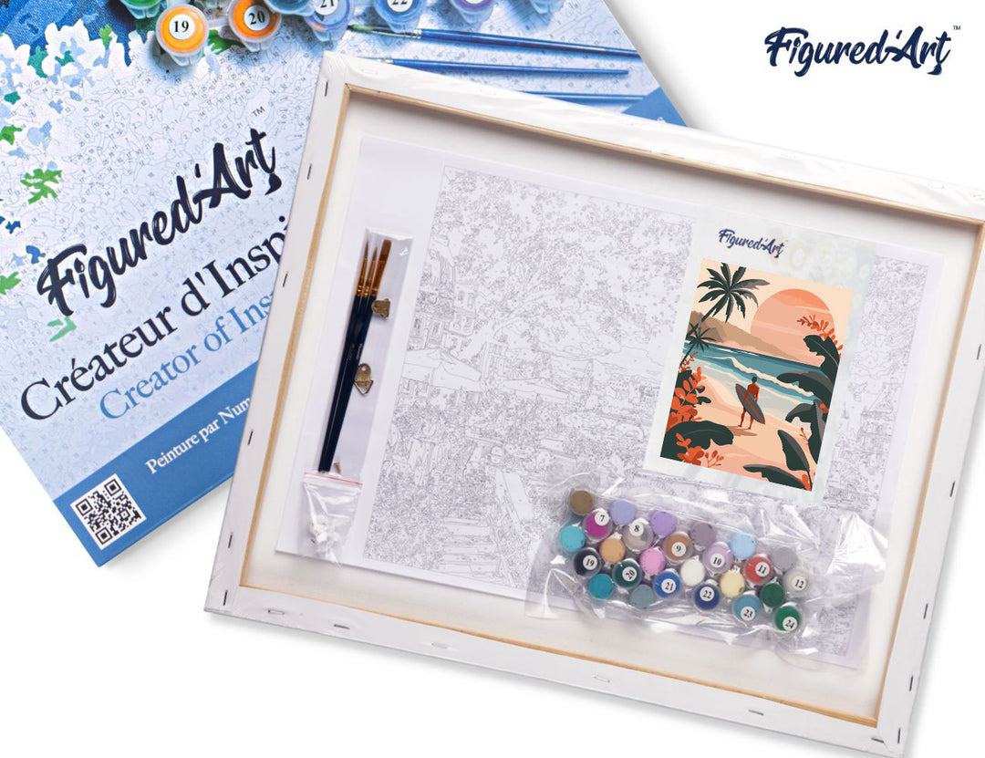 Malen nach Zahlen 40x50cm auf Keilrahmen gespannt Figured’Art Abendwellen