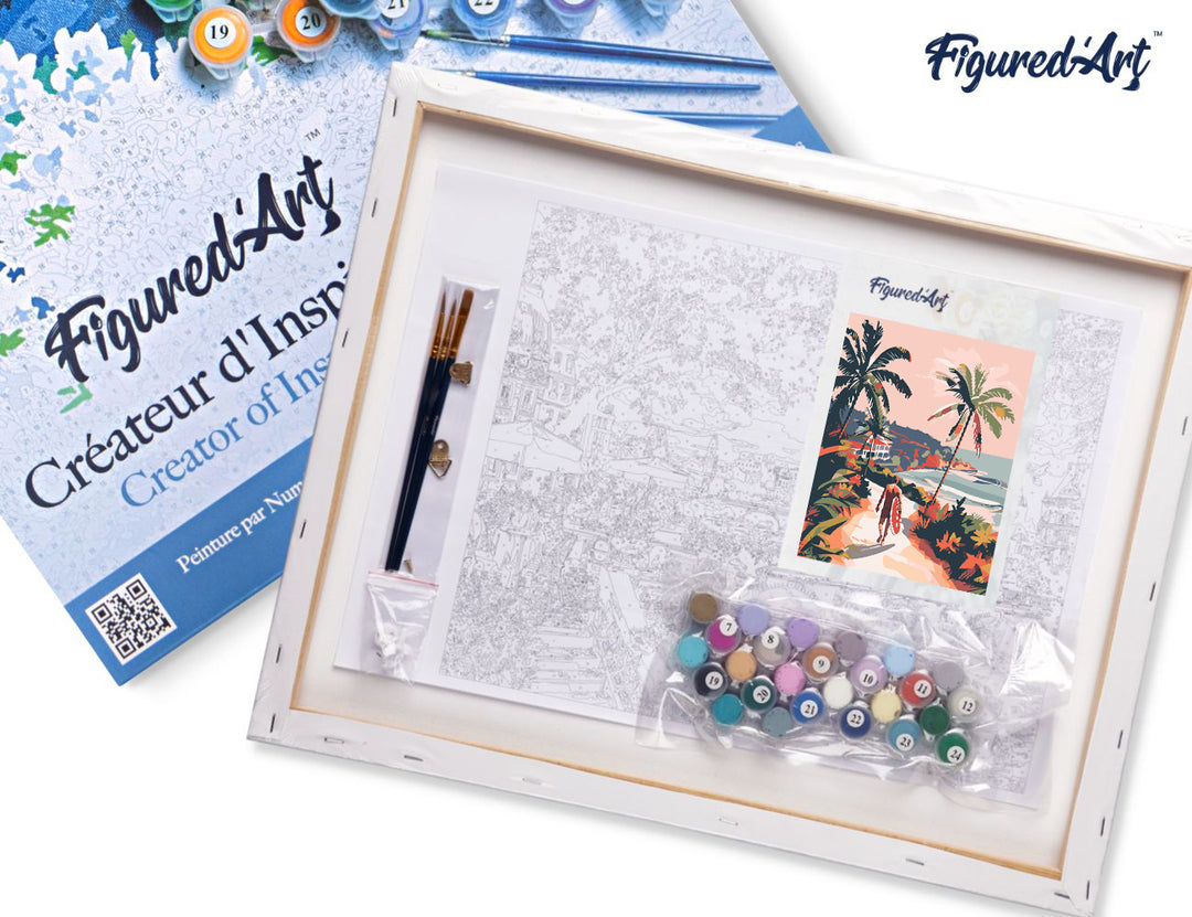 Malen nach Zahlen 40x50cm auf Keilrahmen gespannt Figured’Art Küstenspaziergang