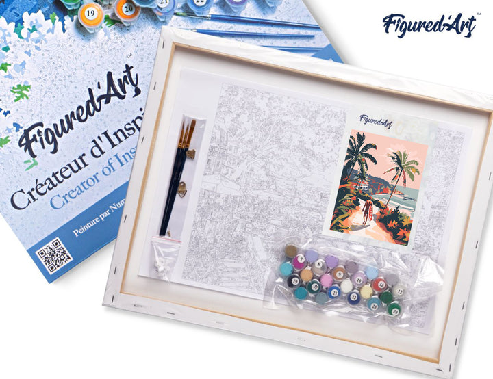 Malen nach Zahlen 40x50cm auf Keilrahmen gespannt Figured’Art Küstenspaziergang