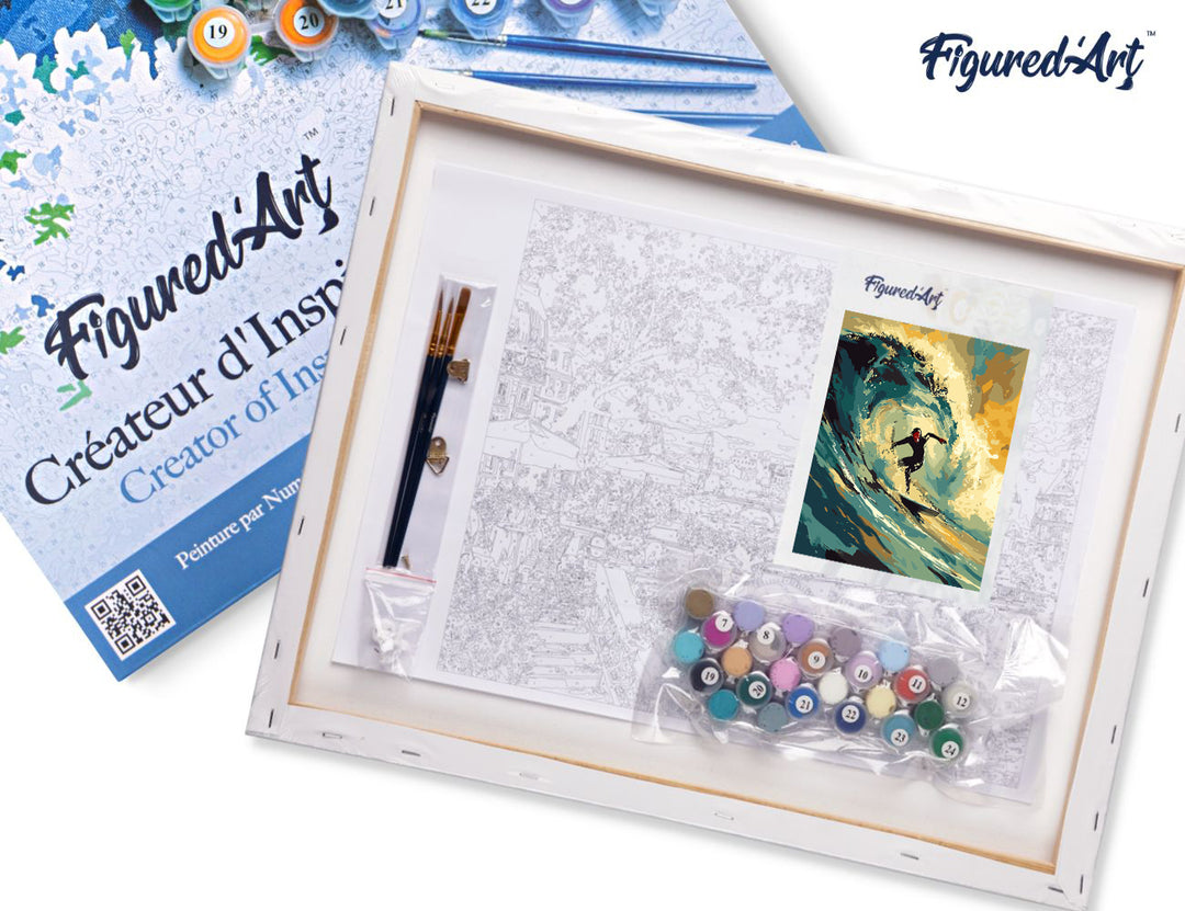 Malen nach Zahlen 40x50cm auf Keilrahmen gespannt Figured’Art Professioneller Surfer