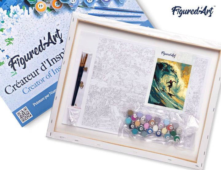 Malen nach Zahlen 40x50cm auf Keilrahmen gespannt Figured’Art Professioneller Surfer