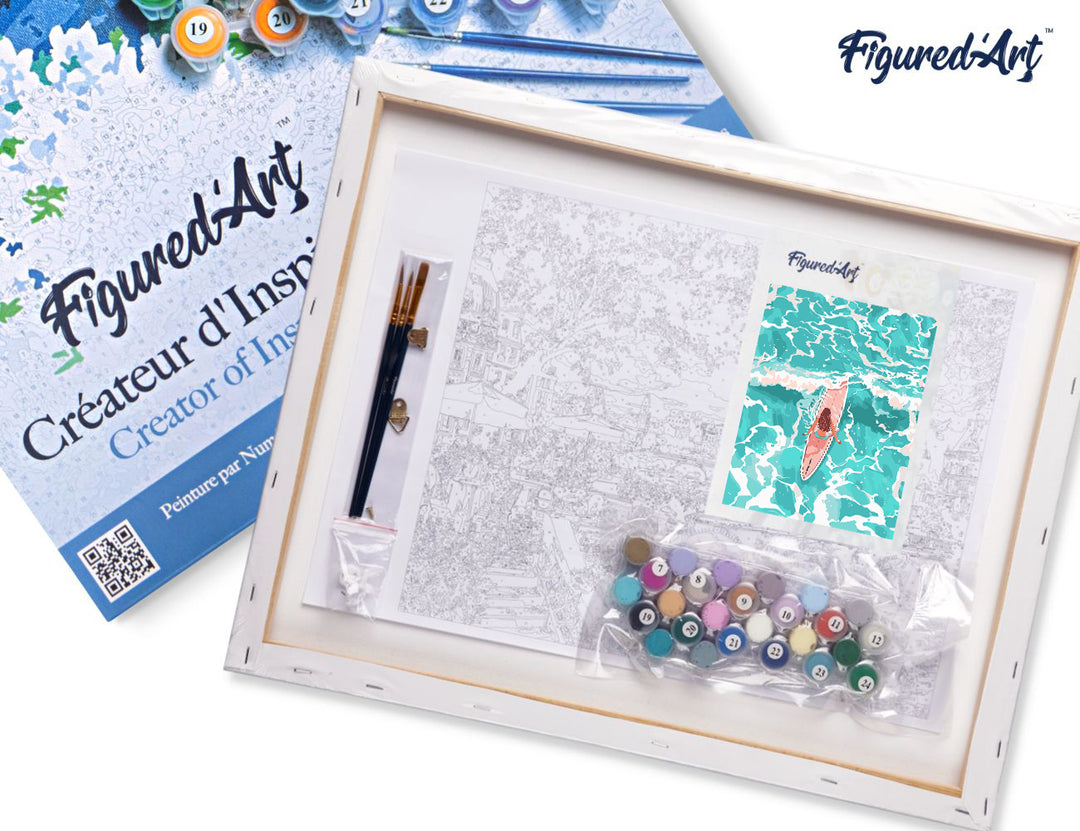 Malen nach Zahlen 40x50cm auf Keilrahmen gespannt Figured’Art Mädchen inmitten der Wellen