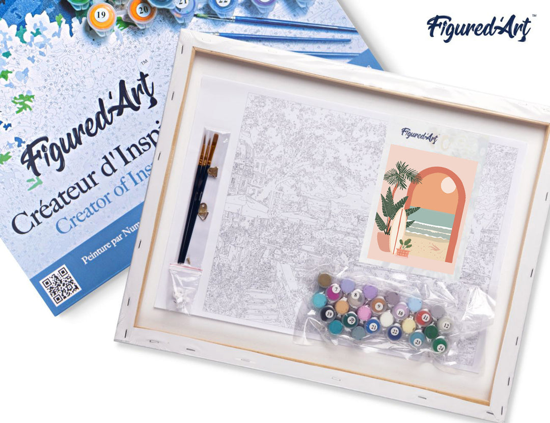 Malen nach Zahlen 40x50cm auf Keilrahmen gespannt Figured’Art Bogen zum Meer