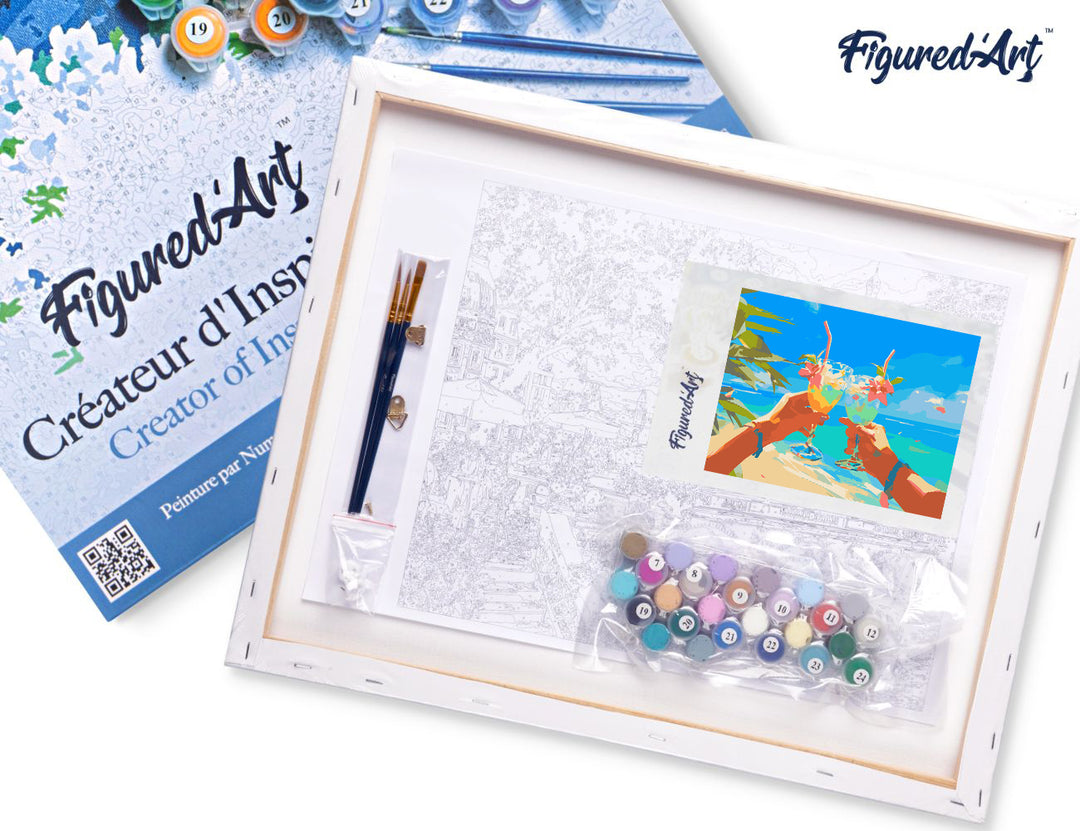 Malen nach Zahlen 40x50cm auf Keilrahmen gespannt Figured’Art Strand-Toast - Kidis Art