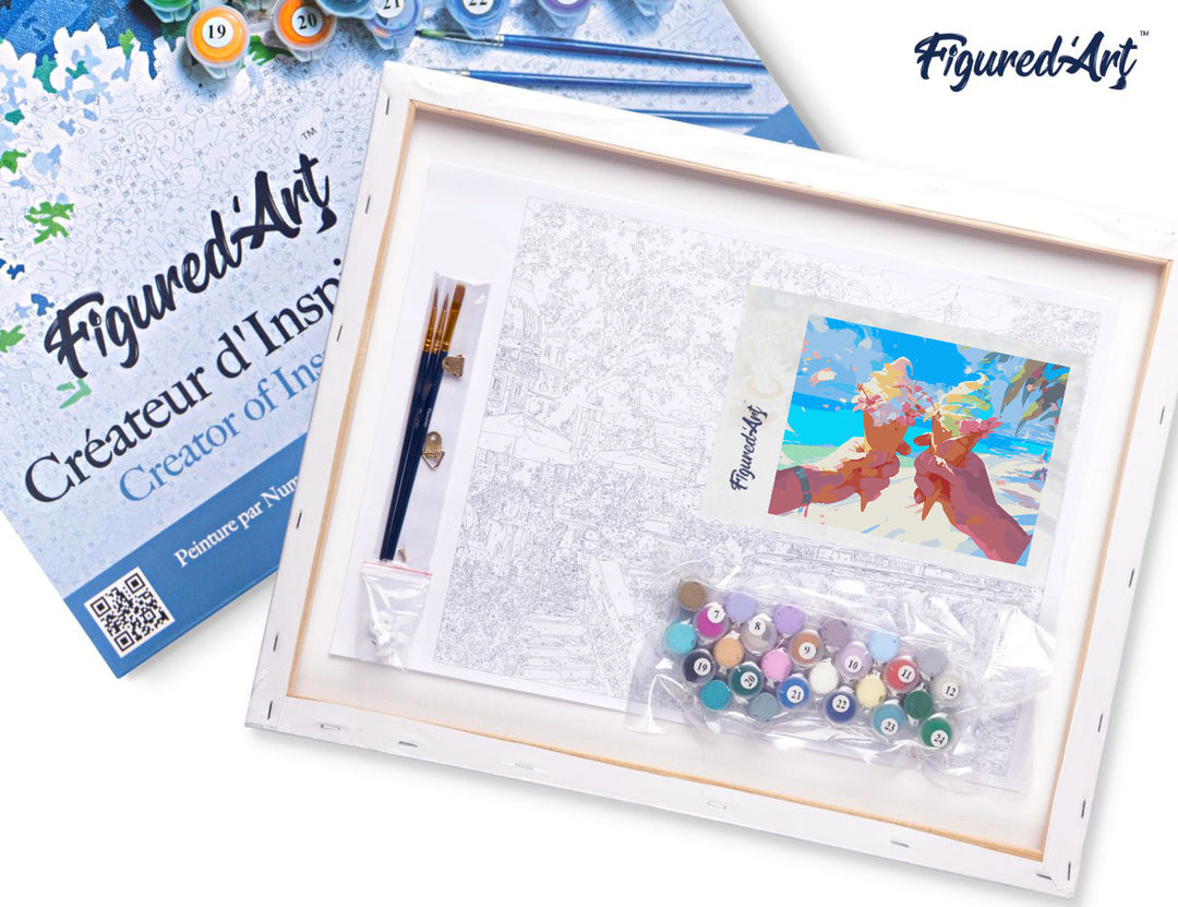 Malen nach Zahlen 40x50cm auf Keilrahmen gespannt Figured’Art Eiscreme am Strand