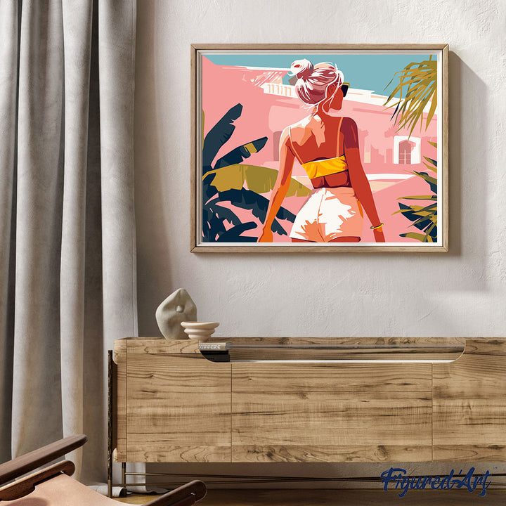 Malen nach Zahlen 40x50cm auf Keilrahmen gespannt Figured’Art Sommer-Spaziergang - Kidis Art