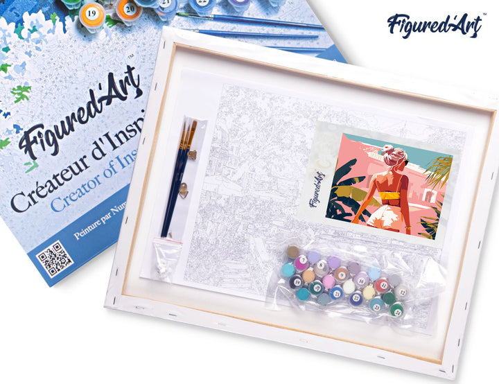 Malen nach Zahlen 40x50cm auf Keilrahmen gespannt Figured’Art Sommer-Spaziergang - Kidis Art