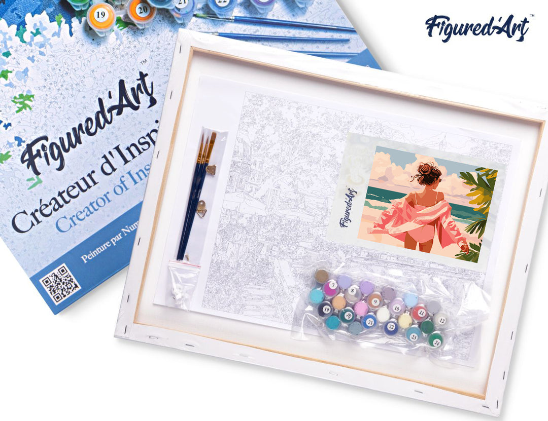 Malen nach Zahlen 40x50cm auf Keilrahmen gespannt Figured’Art Geniesse den Strand