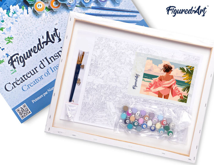 Malen nach Zahlen 40x50cm auf Keilrahmen gespannt Figured’Art Geniesse den Strand