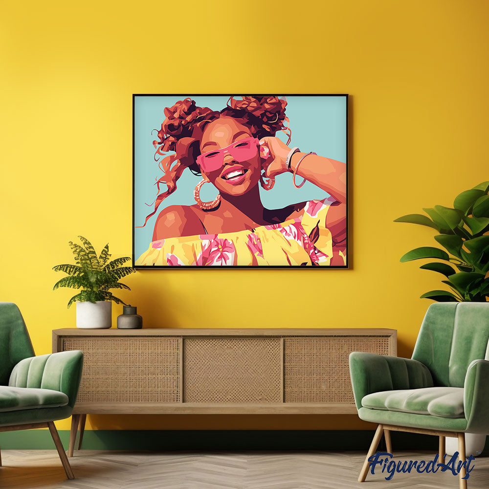 Malen nach Zahlen 40x50cm auf Keilrahmen gespannt Figured’Art Helles Lachen