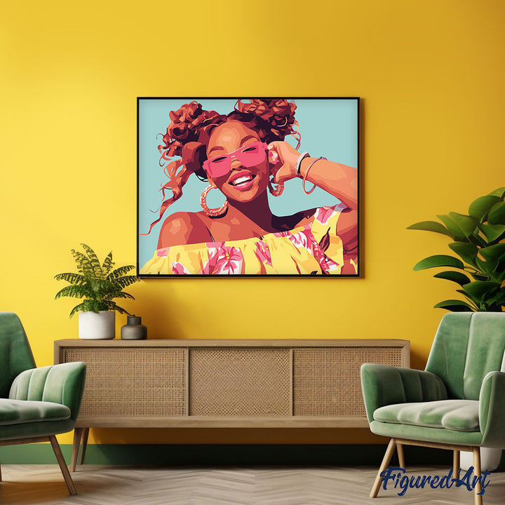 Malen nach Zahlen 40x50cm auf Keilrahmen gespannt Figured’Art Helles Lachen