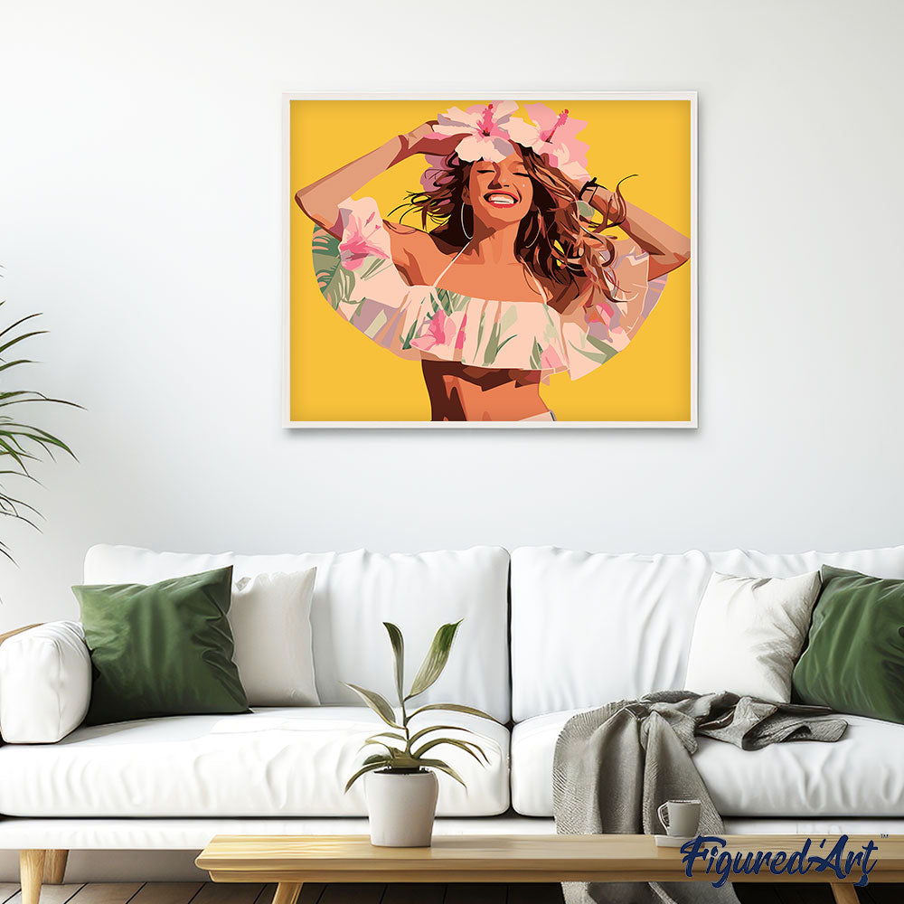 Malen nach Zahlen 40x50cm auf Keilrahmen gespannt Figured’Art Freudiges Mädchen