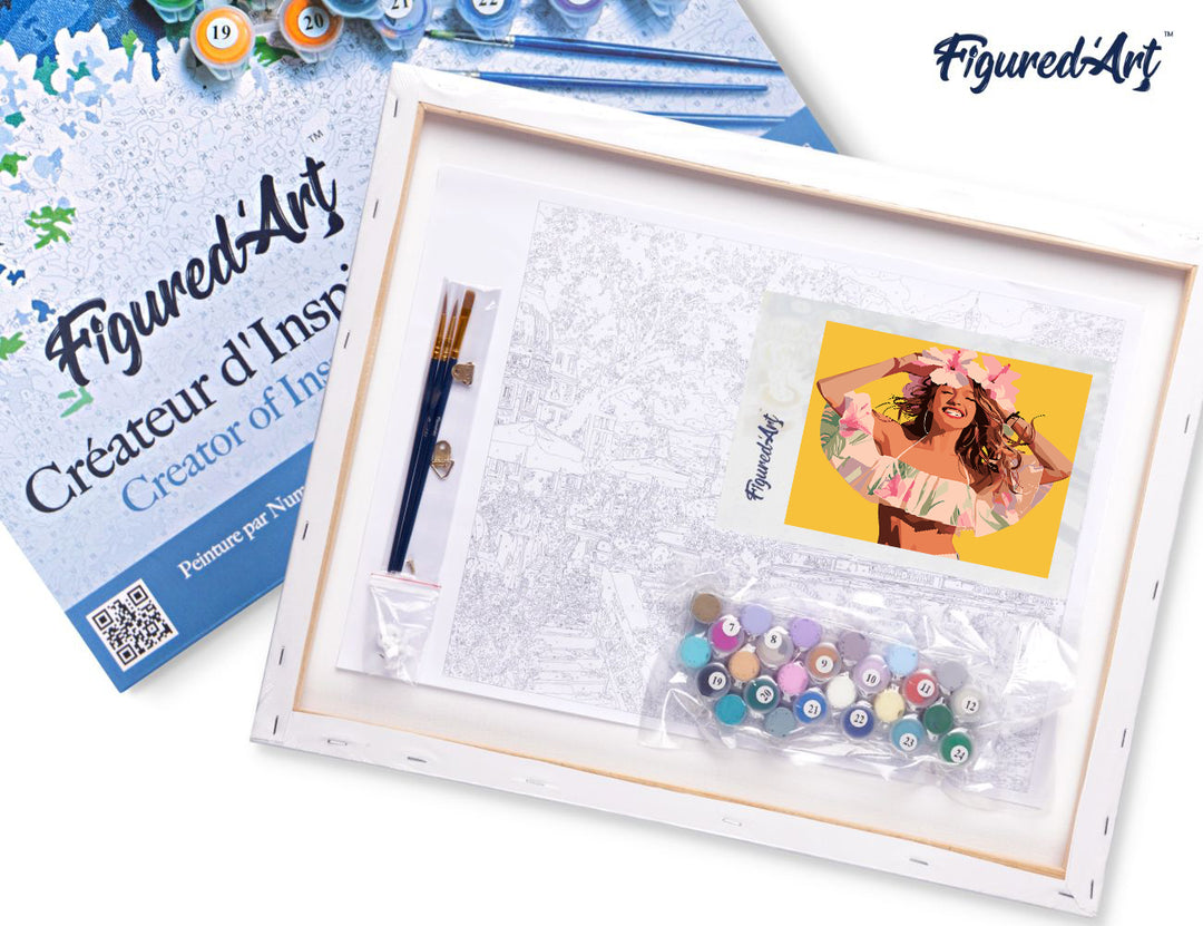 Malen nach Zahlen 40x50cm auf Keilrahmen gespannt Figured’Art Freudiges Mädchen