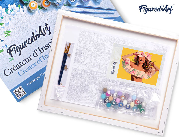 Malen nach Zahlen 40x50cm auf Keilrahmen gespannt Figured’Art Freudiges Mädchen