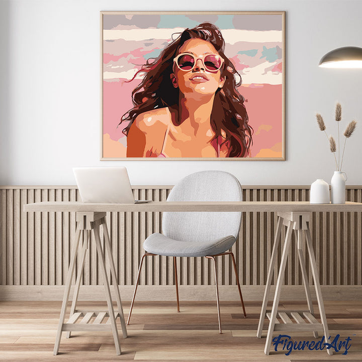 Malen nach Zahlen 40x50cm auf Keilrahmen gespannt Figured’Art Freude am Strand