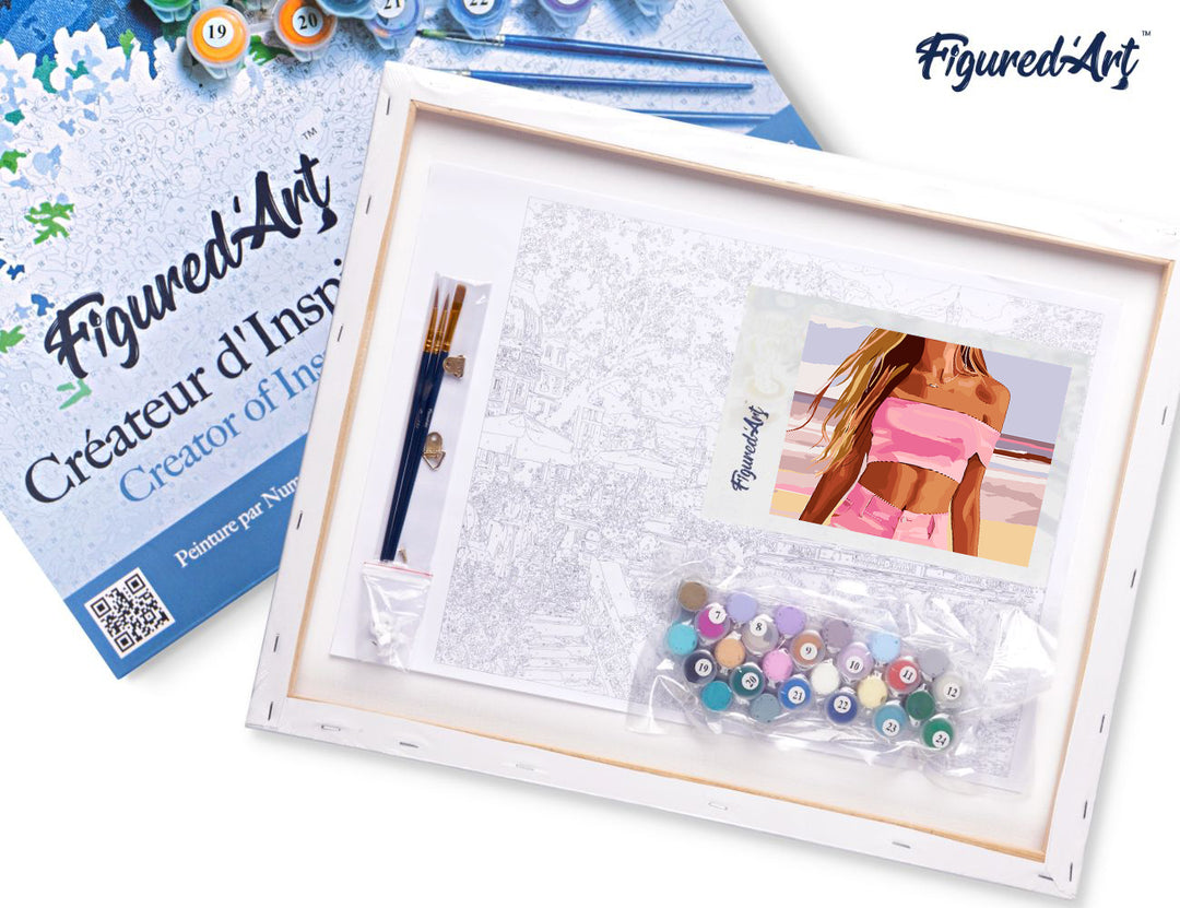 Malen nach Zahlen 40x50cm auf Keilrahmen gespannt Figured’Art Meer, Sand und Stil