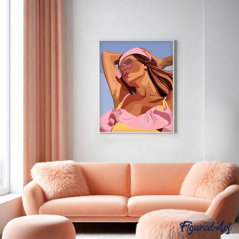 Malen nach Zahlen 40x50cm auf Keilrahmen gespannt Figured’Art Sonnengeküsstes Mädchen - Kidis Art