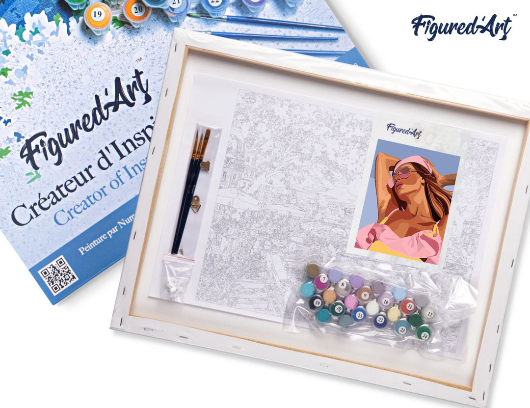 Malen nach Zahlen 40x50cm auf Keilrahmen gespannt Figured’Art Sonnengeküsstes Mädchen - Kidis Art